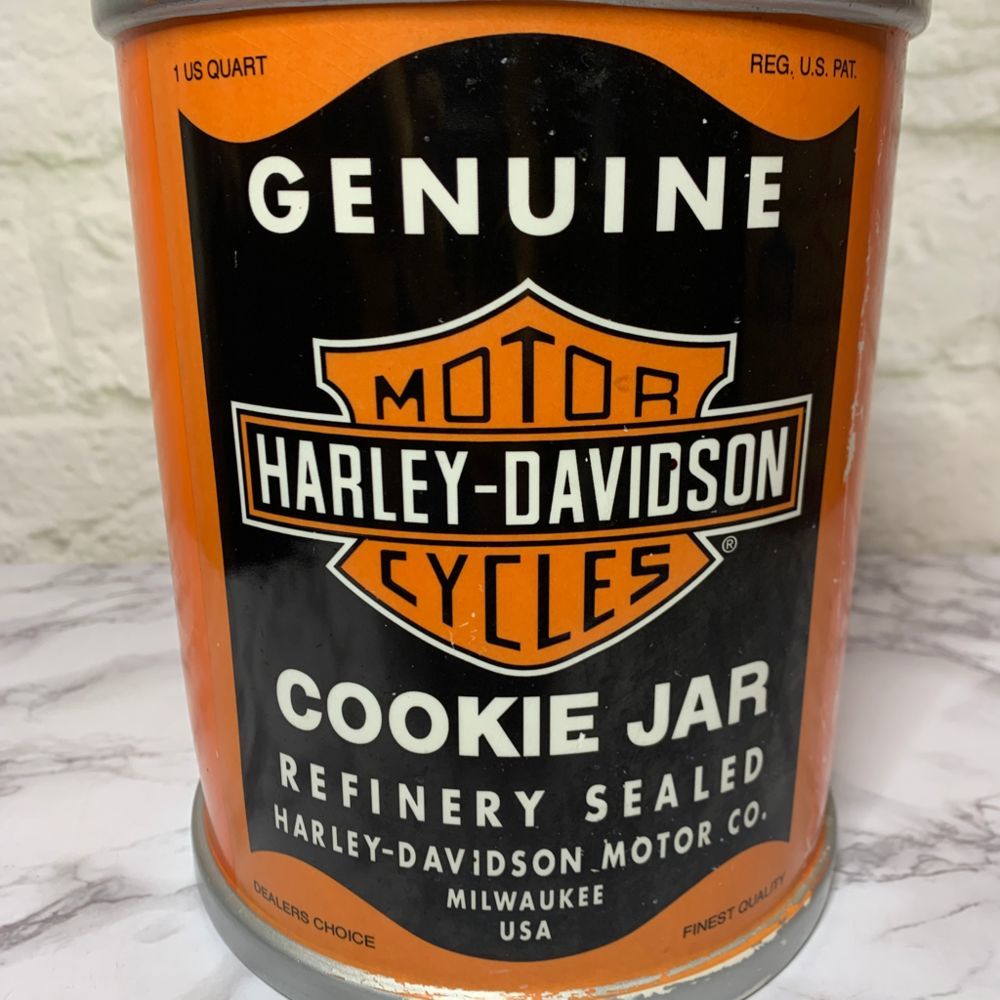 Harley Davidson Oil Can Cookie Jar Canister Gem